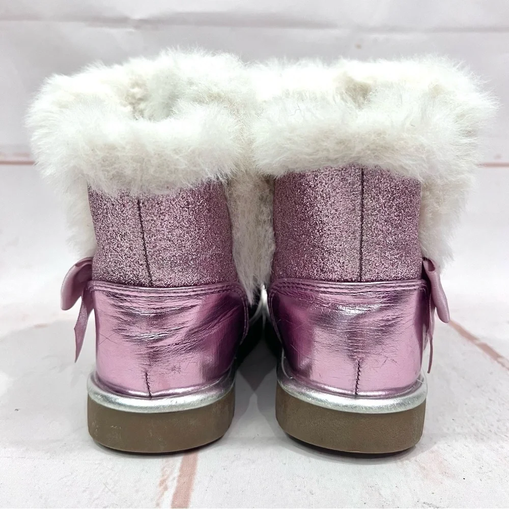 Juicy Couture Girls Lil Banning Glitter Rose Pink Faux Fur Lined Winter Boots